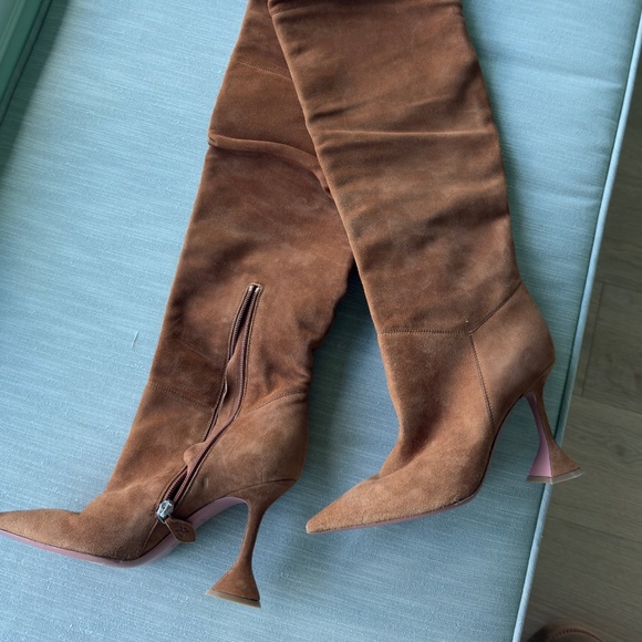 Amina muaddi suede thigh high boots - Picture 3 of 4